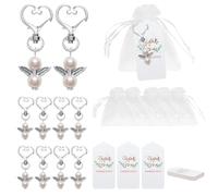 Hrlace Regalos de boda ángel de la guarda colgante + bolsa de organza + etiquetas ángel llavero para regalo de despedida bautizo Navidad boda regalo comunión raíz loto color 30 unidades