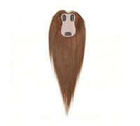 Hrlace Toppers für Frauen Echthaar Topper natürlich Clip in Haareil aus Echthaar Fflauschiger Glatter Hair-Topper zum Einclipsen für Damen Dünner Werdendes-Haareil Oberkopf 4# 25cm