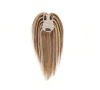 Hrlace Toppers für Frauen Echthaar Topper natürlich Clip in Haareil aus Echthaar Fflauschiger Glatter Hair-Topper zum Einclipsen für Damen Dünner Werdendes-Haareil Oberkopf P4/27# 20cm