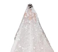 Hrlace Velo de novia velo de boda con mariposa 3D y perla largo de una sola capa velo de novia catedrales de tul velo de novia blanco suave vestido de novia accesorios 2 m L x 1.5 m B