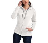 HRM Chaqueta con Capucha para Mujer I Chaqueta con Capucha Forro Interior de Contraste I Basic Hoodie con Cremallera I Zip Hoodie I Top Top de Mujer sostenible, Blanco Roto, L