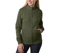 HRM Sudadera para mujer con cremallera completa, de comercio justo, 360 g/m², de 70% algodón y 30% poliéster reciclado, verde oliva, L