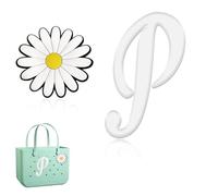 Hroatpk 2 dijes para bolsa de Bogg, dijes decorativos de letras del alfabeto, accesorios compatibles con bolsa de playa, bolsa de goma, P