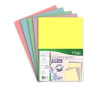 HRoja - Folios Colores Intensos A4 80 gr, 250 hojas, Papel Multifunción apto Impresoras Inkjet y Láser - 210 x 297 mm - Ideal para Oficina, Hogar, Manualidades y Origami (Surtido Pastel)