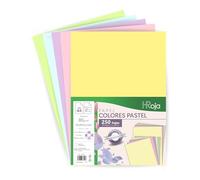 HRoja | Folios Colores Pastel A4 de 80 gr en Paquete de 250 Hojas Surtidas Fabricadas en Europa - Apto para Impresoras y Fotocopiadoras para Oficina, Uso Escolar y Manualidades