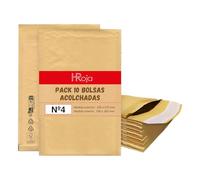 HRoja - Sobres Acolchados de Envío de Papel Kraft con Papel Burbuja, 10 unds - 200 x 275 mm - Autoadhesivos y Resistentes para Correo y Transporte de Paquetes - Antimanipulación y Antigolpes
