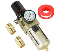 Hromee Combo de regulador de filtro comprimido de 1/2 pulgada, compresor de aire, separador de trampa de aceite de agua con manómetro, drenaje semiautomático y soporte