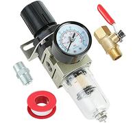 Hromee - Filtro de aire de 1/4 pulgadas Combo Piggyback, Regulador de Aire, Herramienta de Compresor de Aire Separador de Agua con Manómetro, Válvula de Bola y Soporte, Drenaje Manual AW2000-02