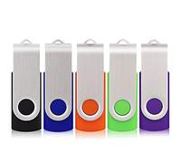 hrongshk - Unidad flash de 4 GB, 5 unidades, USB 2.0, giratorias, memoria a granel para almacenamiento de datos, negro/azul/naranja/verde/morado (4G, 5 unidades de colores mixtos)
