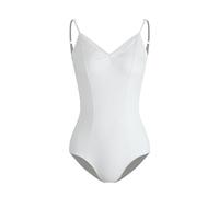 HROYL Mujer Maillot de Danza Ballet sin Mangas Leotardos para Danza Baile Gimanasia Ritmica para Mujer,C11-Blanco,XS