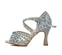 HROYL Mujeres Zapatos de Baile para Mujer Zapatos de Baile Latino Mujer Diamant Zapatos de Baile,YCL429-7.5-Azul,EU39