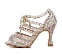 HROYL Mujeres Zapatos de Baile para Mujer Zapatos de Baile Latino Mujer Diamant Zapatos de Baile,YCL433-7.5-Beige,EU38