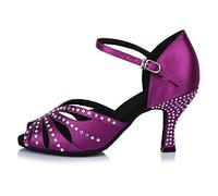 HROYL Zapatos de Baile Latino Mujer Comodos con Brillantes Zapatos Baile de Salón Mujer Salsa y Bachata,ESAF43521,Verde,38EU