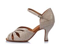 HROYL Zapatos de Baile Latino Mujer Comodos con Brillantes Zapatos Baile de Salón Mujer Salsa y Bachata,QJW-L375 Gold,42EU
