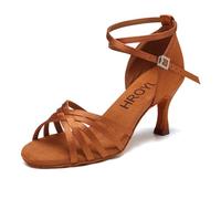 HROYL Zapatos de Baile Latino Mujer Salsa Tango Bachata Vals Zapatos de Baile de Salon,213-Marrón-7,EU 39