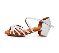 HROYL Zapatos de Baile Latino Niña Zapatos de Baile de Salon Mujer Salsa y Bachata Blanco E-1208 EU 32