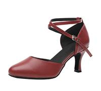HROYL Zapatos de Baile Latino para Mujer Tacon Alto Zapatos de Tango Salsa Samba Vals Baile de Salón,YCL246-Rojo-6,EU38.5