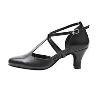 HROYL Zapatos de Tango Mujer Cerrados Baile de Salon Standard Zapatos Baile Latino Suela Cuero,YCL272-Negro-6,EU40