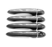 HRQCTIM Glanzend Zwarte Carbon Deurhendelafdekkingen Car Bowl Cover Trim Voor Fiat 500X 500 2016 2017 2018 2019 2020 2021 2022 2023 (Carbon NO Smart)