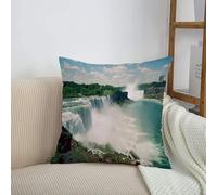 HRRASFAZF Funda de cojín de 50 x 50 cm,Funda de Almohada Cuadrada de algodón, Coche, Dormitorio, decoración del hogar,cascadas Naturales en Las Cataratas del Niágara