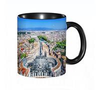 HRRASFAZF Taza divertida de cerámica de 11 onzas,Ciudad del Vaticano Roma. La Plaza de San Pedro desde la Basílica de San,Tazas Originales de Desayuno - Graciosos Ideas para Regalos - Cerámica 330 ml