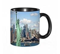HRRASFAZF Taza divertida de cerámica de 11 onzas, Nueva York, Estatua de la Libertad en el puerto urbano de la ciudad de,Tazas Originales de Desayuno - Graciosos Ideas para Regalos - Cerámica 330 ml