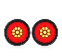 HRTLSS Luz Trasera antiniebla Luz Trasera De Frenos Redonda 12/24V Y 4 Pulgadas, Lámpara Señal Giro Roja, Amarilla Blanca, Advertencia Parada Inversa para Coche, Camión(2pcs Red Yellow)