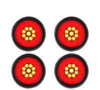 HRTLSS Luz Trasera antiniebla Luz Trasera De Frenos Redonda 12/24V Y 4 Pulgadas, Lámpara Señal Giro Roja, Amarilla Blanca, Advertencia Parada Inversa para Coche, Camión(4pcs Red Yellow)
