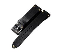 HRTUFN Correa de cuero hecha a mano, 18, 19, 20, 21 y 22 mm, pulsera antigua Crazy Horse marrón negro for hombre, reloj militar vintage ajustado(Brack,19mm)