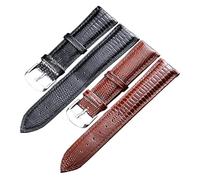 HRTUFN Correa de reloj cuero 12 mm, 14, 16, 18, 20, 22 y 24, accesorios pulsera con textura lagarto, cinturón lujo(Brown Silver,22mm)