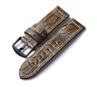 HRTUFN Correa de reloj cuero grueso for hombre, estilo retro, color gris, for manualidades, 20, 22 y 24 mm, adecuada for pulseras militares(Brack Buckle,24mm)