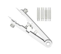 HRTUFN MIUYTRN 6825 Alicates for Reloj, Kit de Herramientas Barra Resorte, Pinzas Quitar Correa con Tornillo Ajuste, reemplazo y reparación Longitud cuicui(Silver)