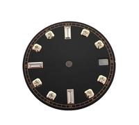 HRTUFN WCC00816 Esfera de Reloj 28,5 mm con Escala Diamante y patrón Rayos Sol. Accesorios modificados for el Movimiento NH35, NH36 7S(Black Gold)