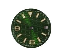 HRTUFN WCC00816 Esfera de Reloj 28,5 mm con Escala geométrica en Relieve patrón Solar, Compatible Accesorios modificados Movimiento NH35/36/7S(Green Gold Nail)