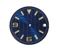 HRTUFN WCC00816 Esfera de Reloj 28,5 mm con Escala geométrica en Relieve patrón Solar, Compatible Accesorios modificados Movimiento NH35/36/7S(Blue Gold Nail)