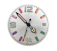 HRTUFN WCC00816 Esfera de Reloj 28,5 mm con marcadores Diamantes Colores Sunburst for Movimiento automático NH35/NH36, Accesorios Mod, manecillas luminiscencia Verde(B1 White Lume Hands)