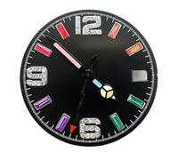 HRTUFN WCC00816 Esfera de Reloj 28,5 mm con marcadores Diamantes Colores Sunburst for Movimiento automático NH35/NH36, Accesorios Mod, manecillas luminiscencia Verde(B2 Black Lume Hands)