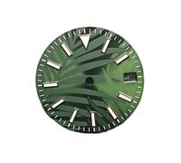HRTUFN WCC00816 Esfera de Reloj 28,5 mm con patrón Hojas y Esfera Luminosa Azul Verde, Accesorios Repuesto for Movimiento NH35 4R 8215 2836(Verde,For NH35 4R 7S)