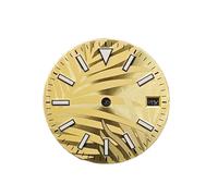 HRTUFN WCC00816 Esfera de Reloj 28,5 mm con patrón Hojas y Esfera Luminosa Azul Verde, Accesorios Repuesto for Movimiento NH35 4R 8215 2836(Gold,For 8215 2836)