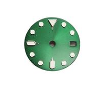 HRTUFN WCC00816 Esfera de Reloj Mate con marcadores Triangulares Verdes 28,5 mm y Efecto Rayos Sol for Movimiento NH35/NH36, Accesorios modificados, sin Logotipo(A5 Green Sunburst)