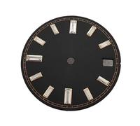 HRTUFN WCC00816 Esfera de Reloj NH35 28,5 mm con Efecto Sol Multicolor, sin Piezas Luminosas, Movimiento NH35A/NH36, Logotipo(Black Gold Nail)