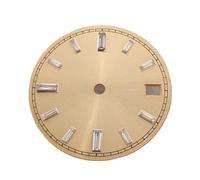 HRTUFN WCC00816 Esfera de Reloj NH35 28,5 mm con Efecto Sol Multicolor, sin Piezas Luminosas, Movimiento NH35A/NH36, Logotipo(Gold)