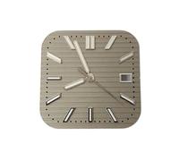 HRTUFN WCC00816 Esfera de Reloj Plateada con Rayas cuadradas 29,5 mm + Juego manecillas Plateadas, Piezas Repuesto for Movimientos NH35/NH36(3-747-01 1-700-01)