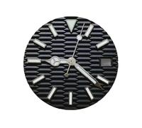 HRTUFN WCC00816 Juego de Esfera y manecillas Reloj 28,5 mm, Plateadas, Azules Verdes, Luminosas for Relojes con Movimiento NH35/NH35A/4R/7S, Accesorios Bricolaje(Schwarz)