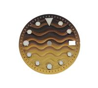 HRTUFN WCC00816 Reloj Wave con Calendario único de 28,5 mm, Esfera Color Degradado luminiscencia Verde for Movimiento NH35/NH36/7S26(Yellow)