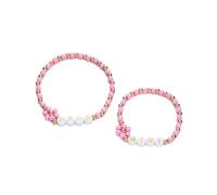 Hrtyvhin 2 pulseras apilables con forma de corazón y flores, color melocotón/azul con diseño de corazón para un aspecto elegante y elegante, pulseras apilables con cuentas, Einheitsgröße, como se