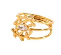 Hrtyvhin 3 unids/set anillos de tamaño ajustable chapados en oro de 18 quilates para mujeres con estilo joyería elegante uso diario accesorios para dedos anillos antiarañazos