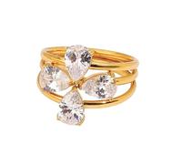 Hrtyvhin 3 unids/set anillos de tamaño ajustable chapados en oro de 18 quilates para mujeres con estilo joyería elegante uso diario accesorios para dedos anillos antiarañazos