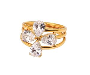 Hrtyvhin 3 unids/set anillos de tamaño ajustable chapados en oro de 18 quilates para mujeres con estilo joyería elegante uso diario accesorios para dedos anillos antiarañazos