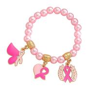 Hrtyvhin Accesorio de cuentas de concientización con dije de aleación, muñequera ajustable en para defensores de la salud y pulsera de apoyo con cinta para eventos especiales para mujeres